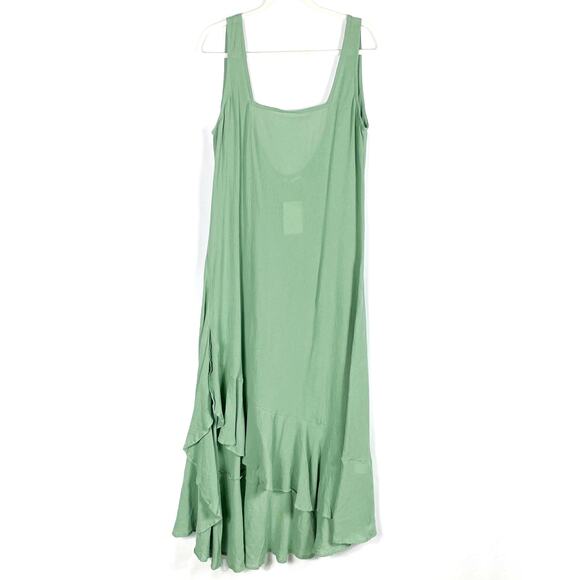 Tularosa Karla Maxi Dress Olive Green Cotton Sleeveless Flounce Hem Sz M - Picture 5 of 12